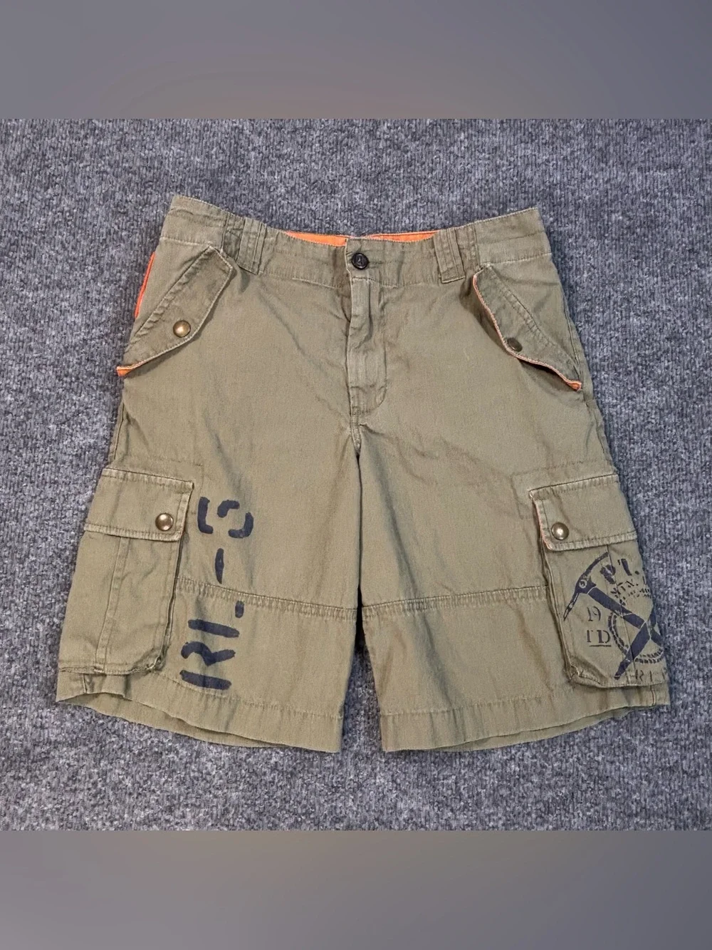 Polo Ralph Lauren Boys 12 Cargo Shorts Green Ripstop Mountain Div RL-65 Patch